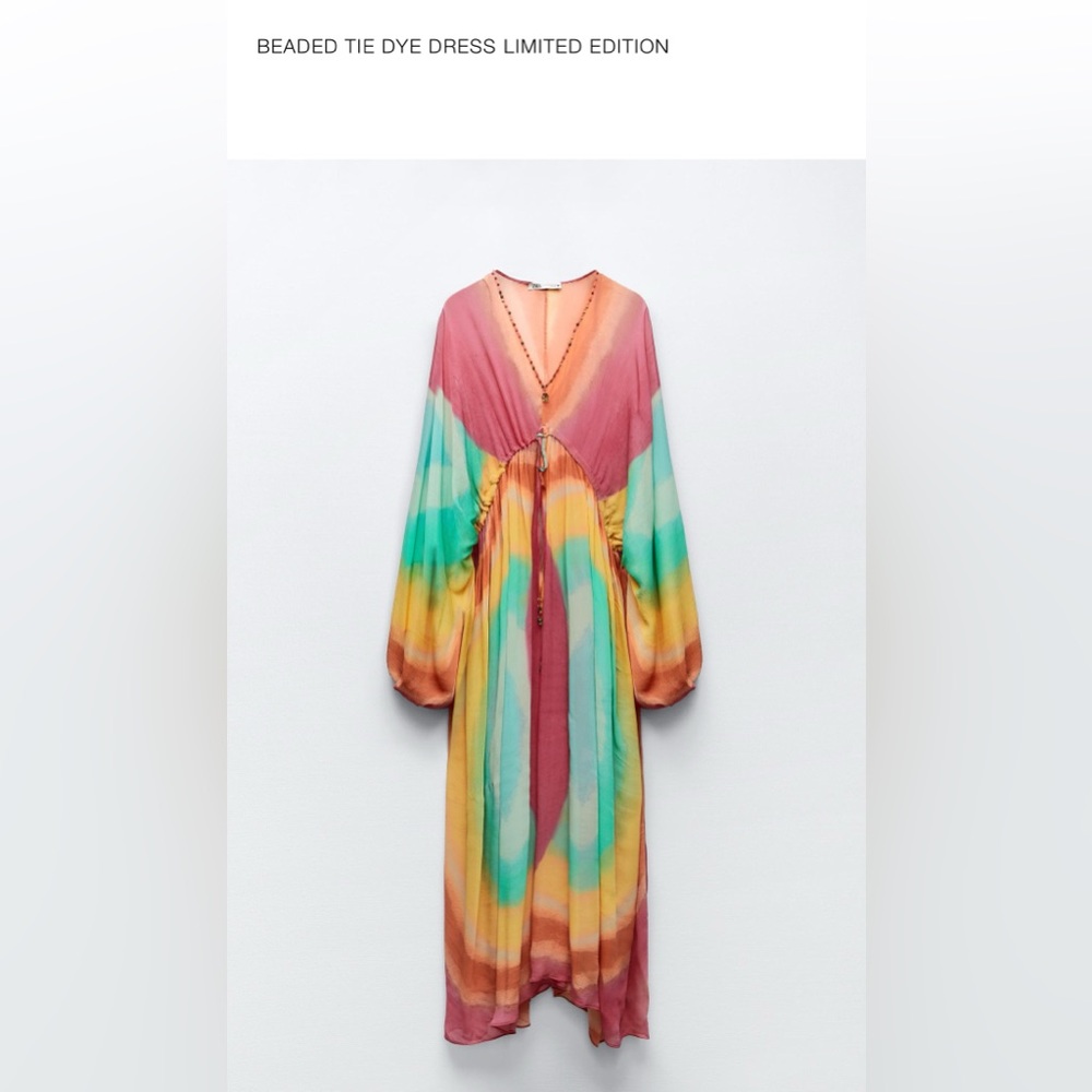 Rare! Beaded tie dye dress limited edition M - L one of a kind. Zara limited